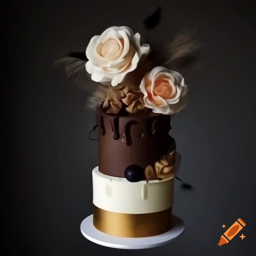 Beautifully decorated chocolate cake, showcasing culinary artistry