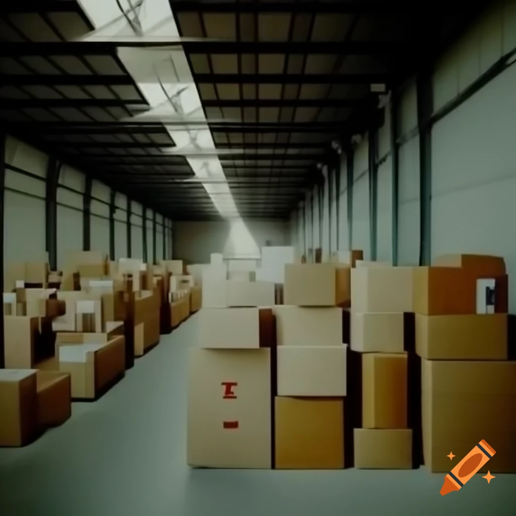 Simple warehouse filled with various boxes