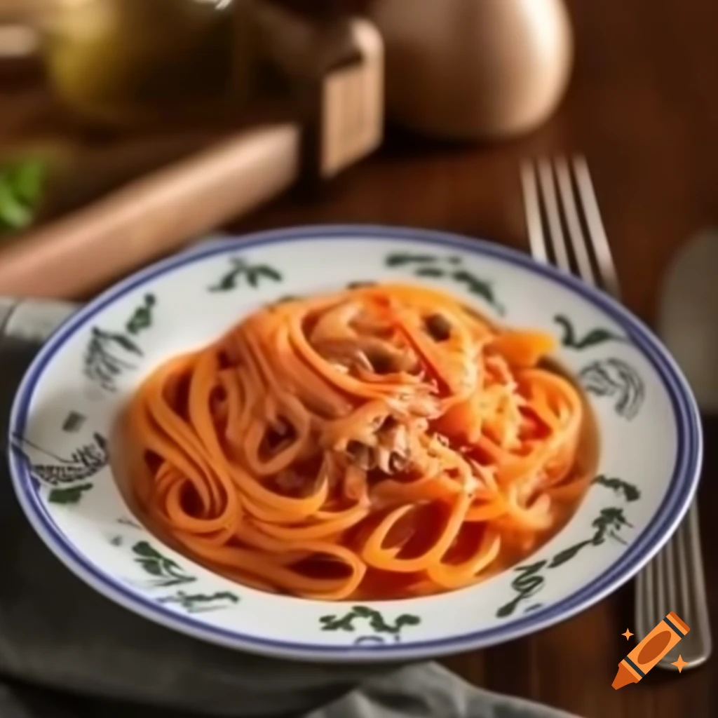 Traditional pasta amatriciana dish