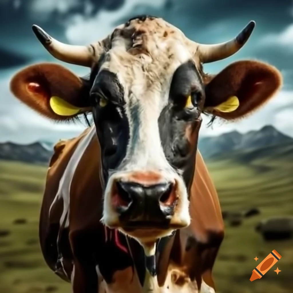 Cow wearing a pirate patch over one eye