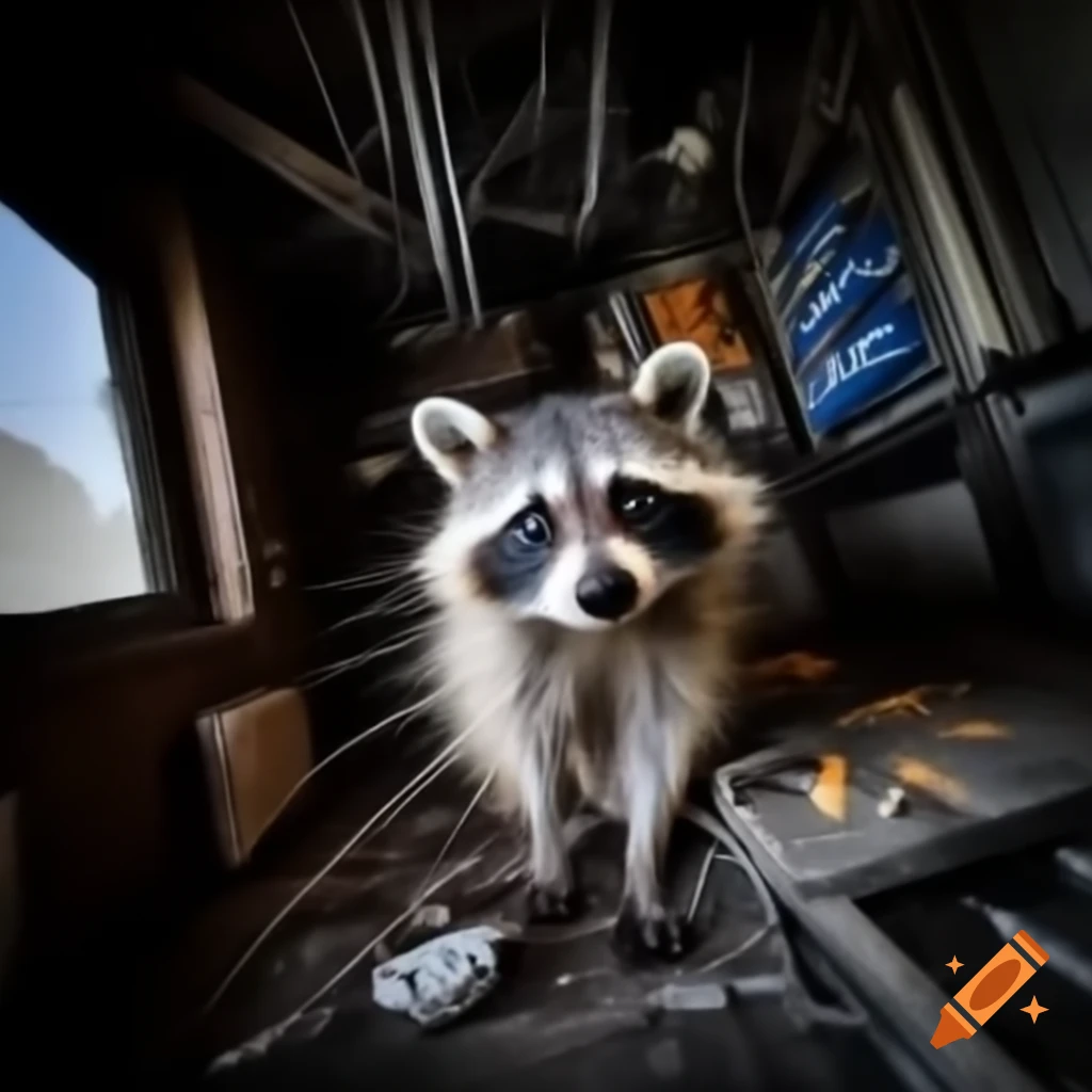 Raccoon causing chaos in room with electrical wires, sparks and smoke