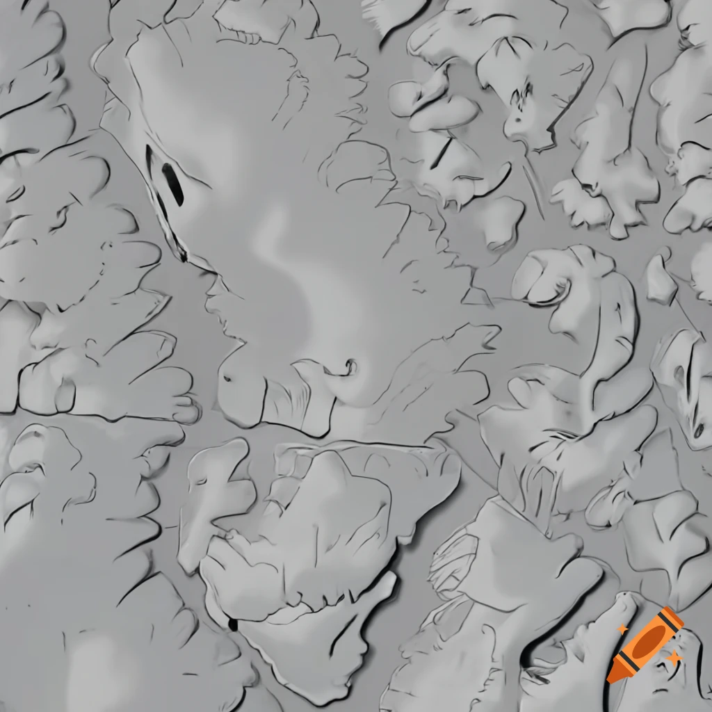 2D terrain map of gray basalt planet at 1:100 scale on Craiyon