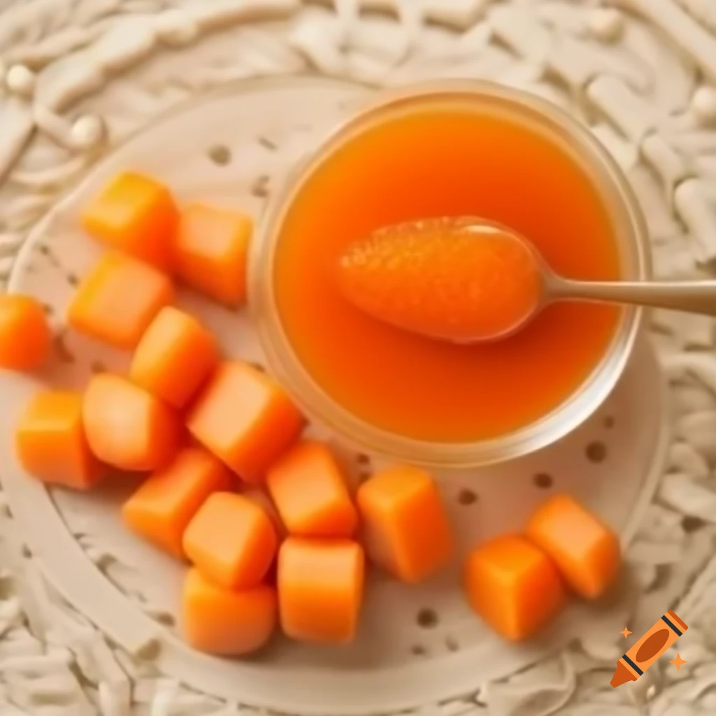 Carrot extract in a glass container