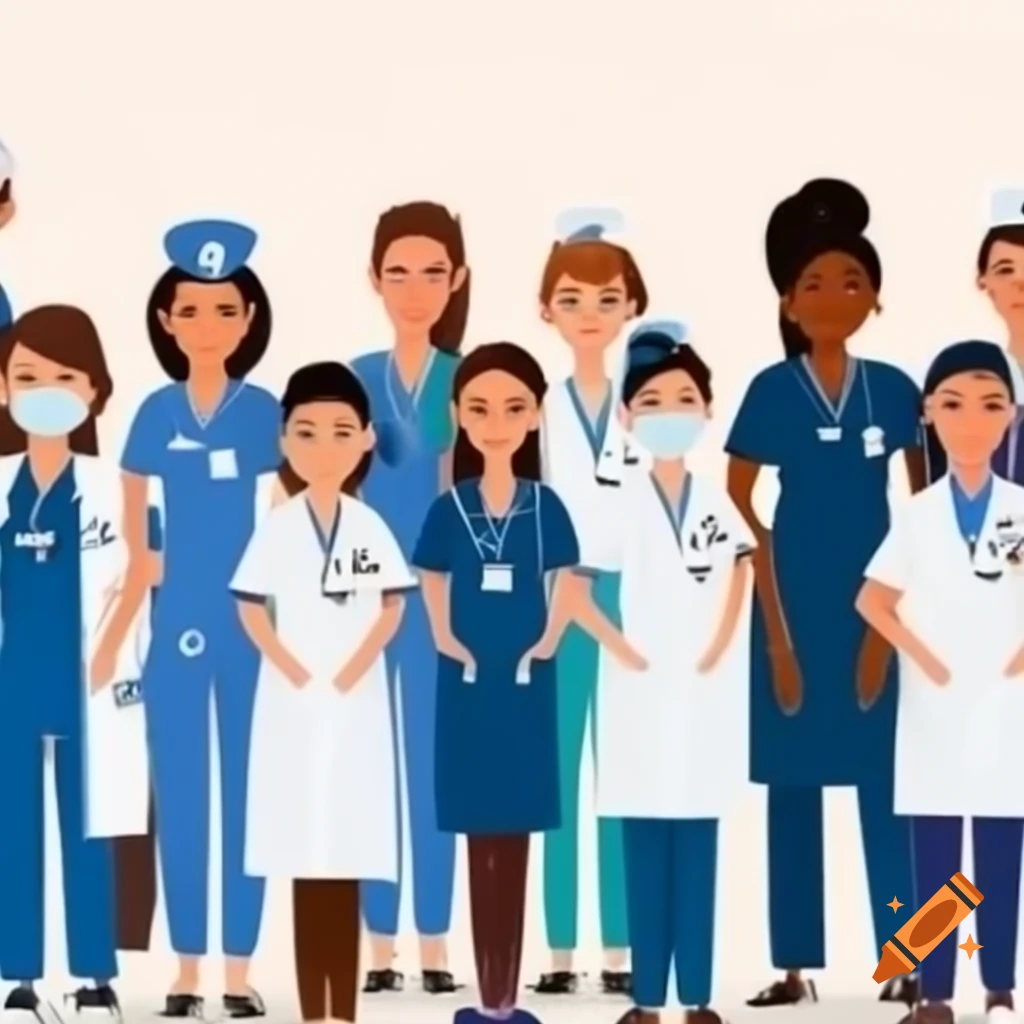 Collection of nurses wearing uniforms