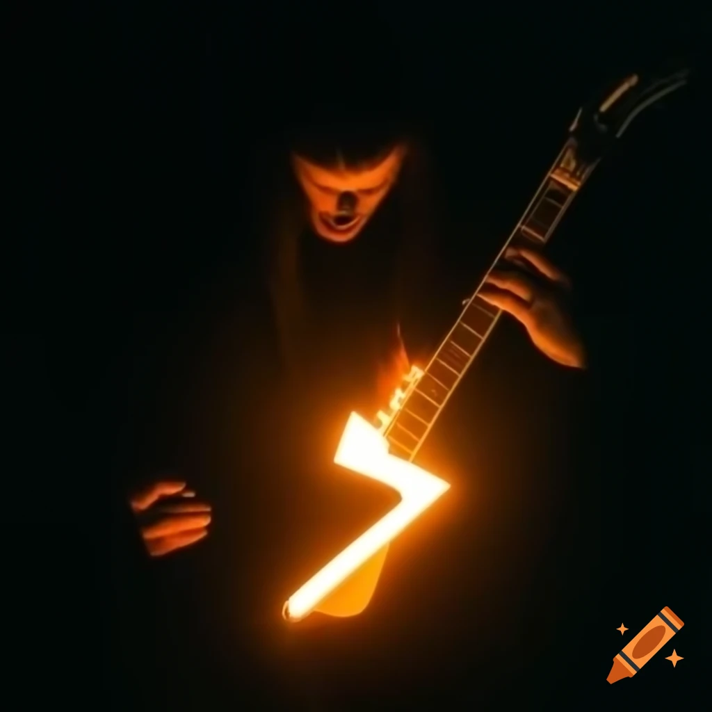 Guitar pick being shaped in forge with glowing metal and intense heat