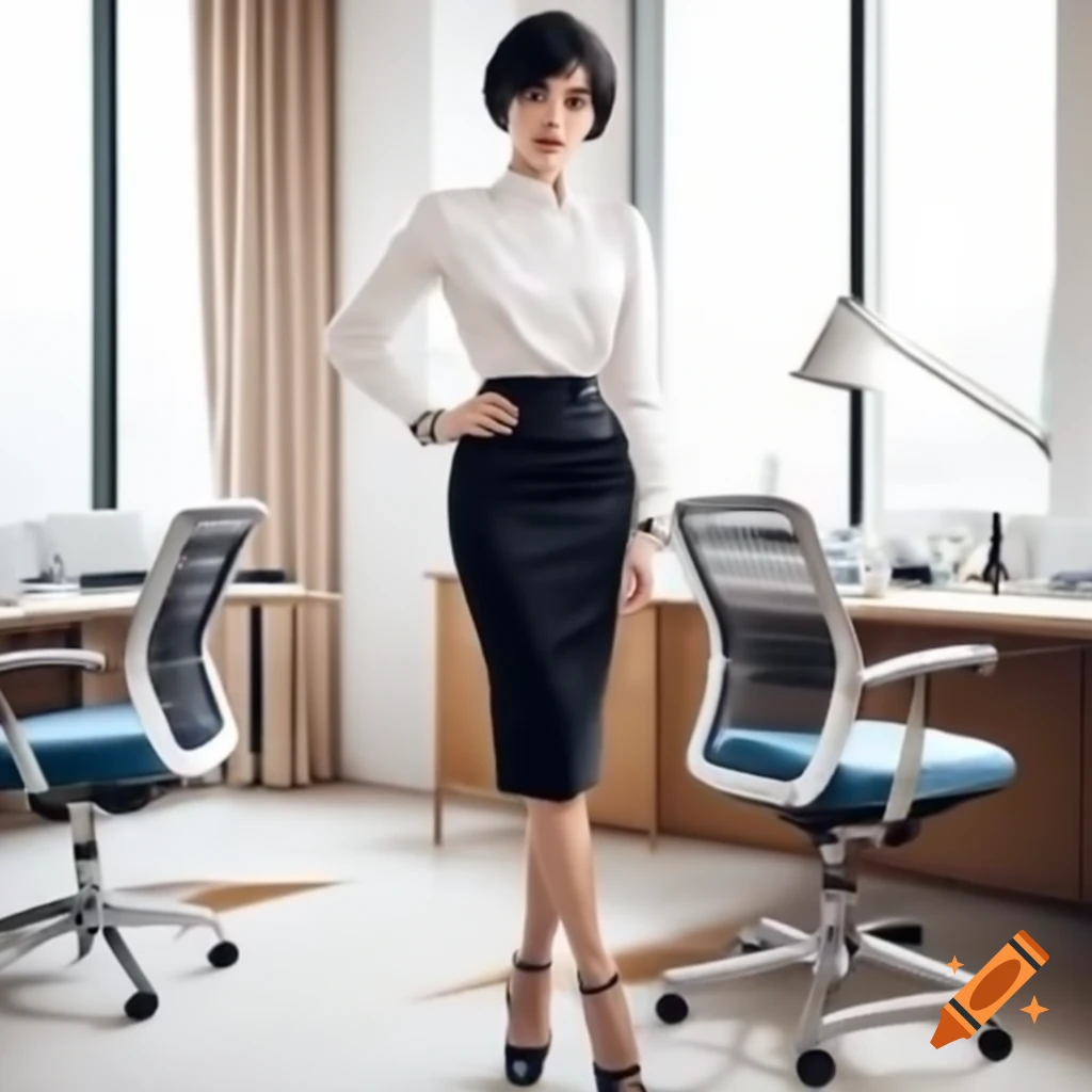 Elegant woman in pencil skirt and stylish heels in modern office ...