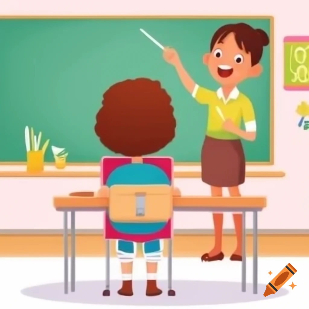 Happy teacher engaging with students