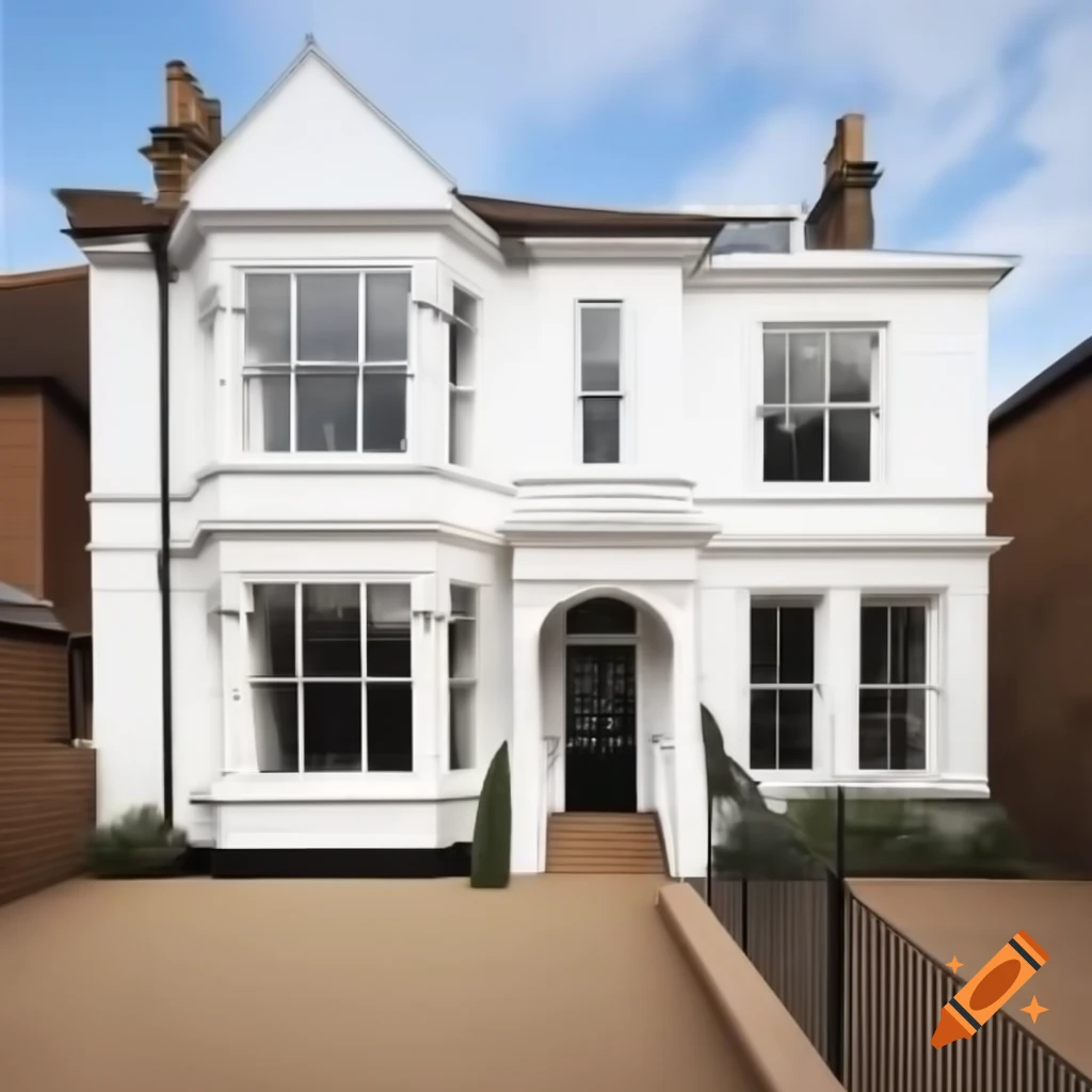 Edwardian house with white grey render and anthracite windows