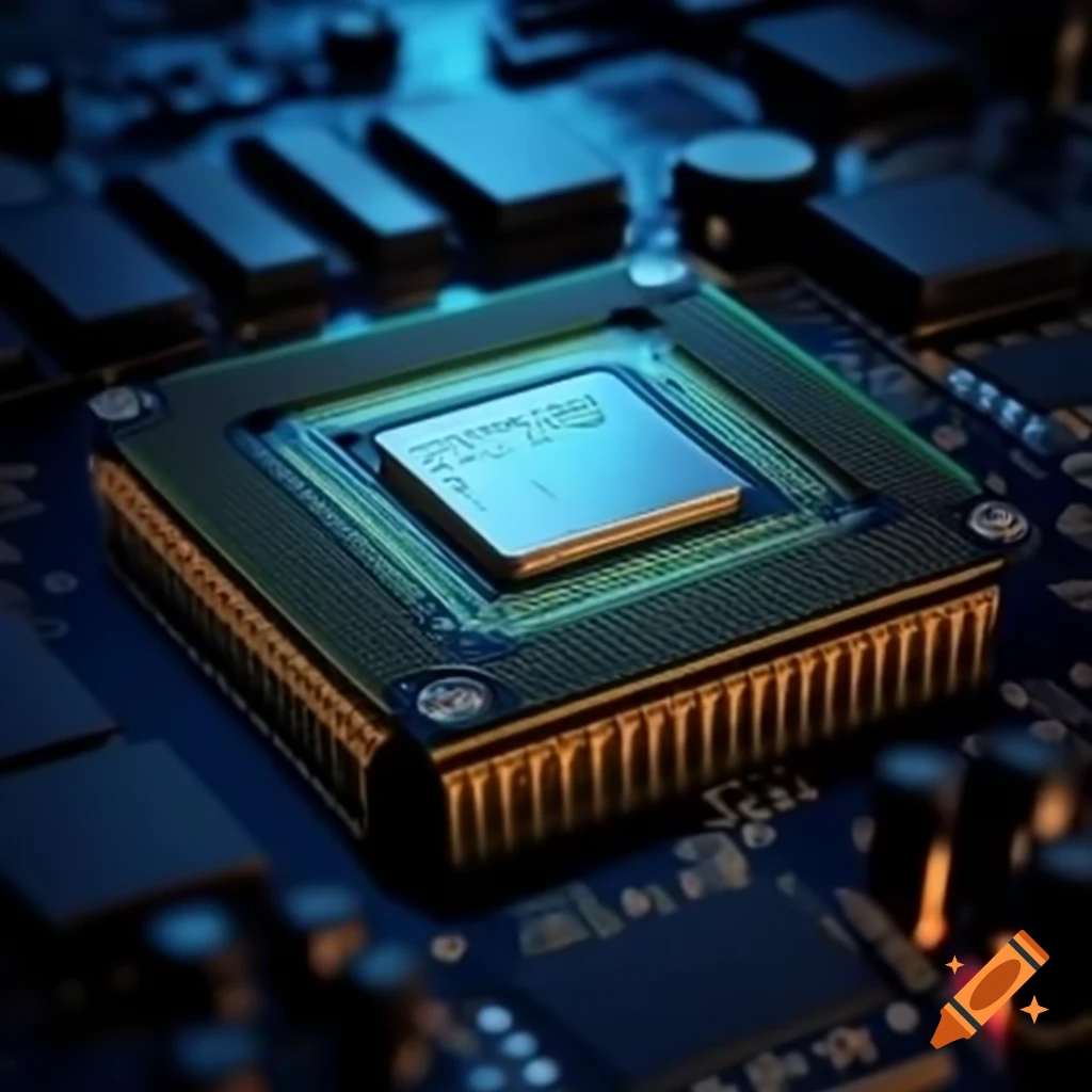 Close-up of CPU chip with iCore label