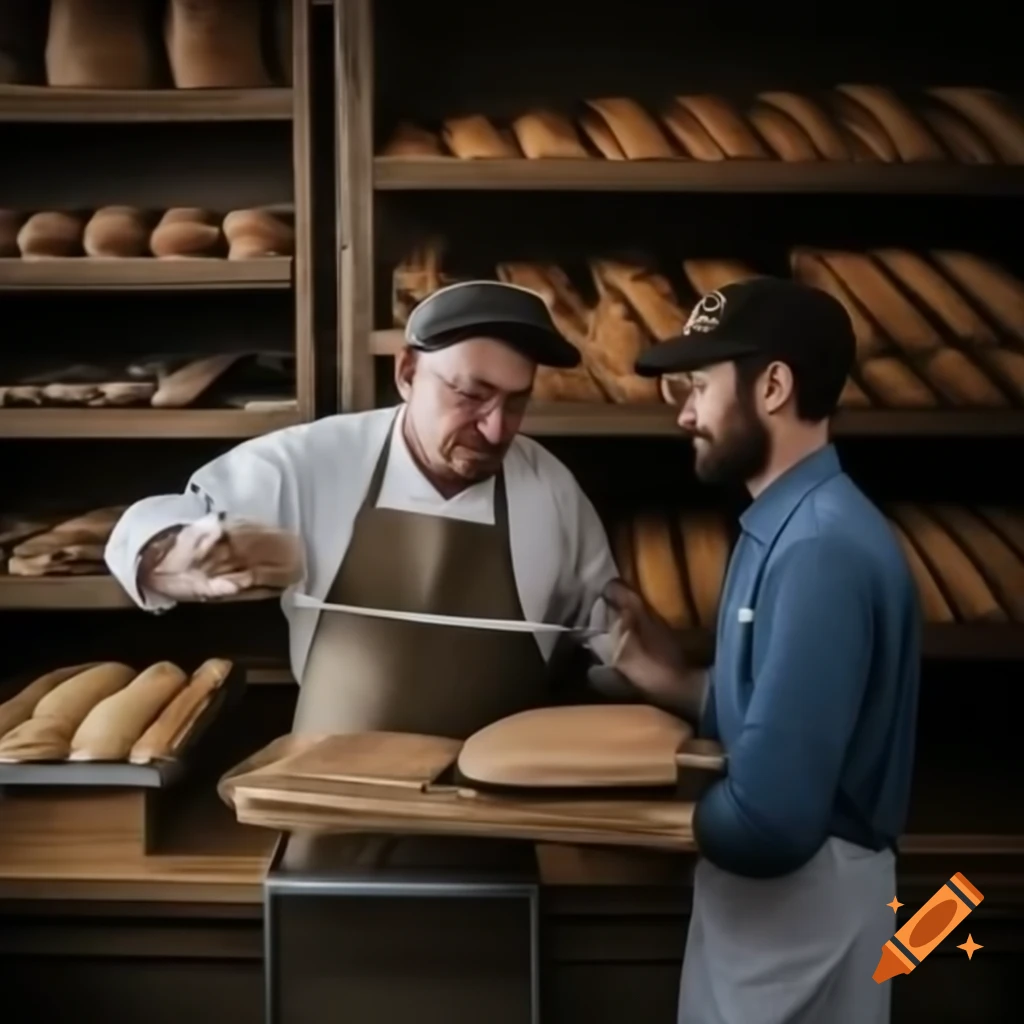 Men entering a bakery