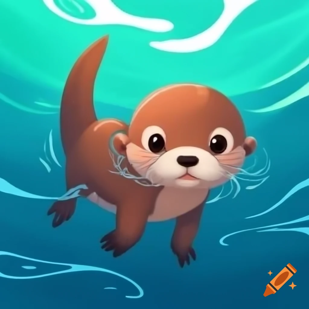 Cute otter swimming gracefully in the water