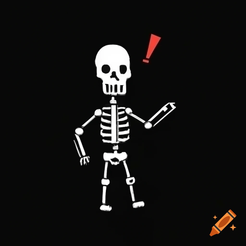 Stickman skeleton drawn digitally on black background