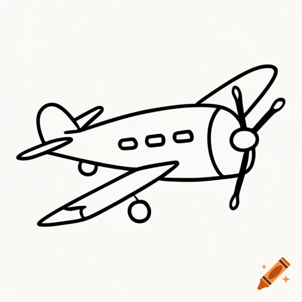 Printable plane drawing for coloring activity