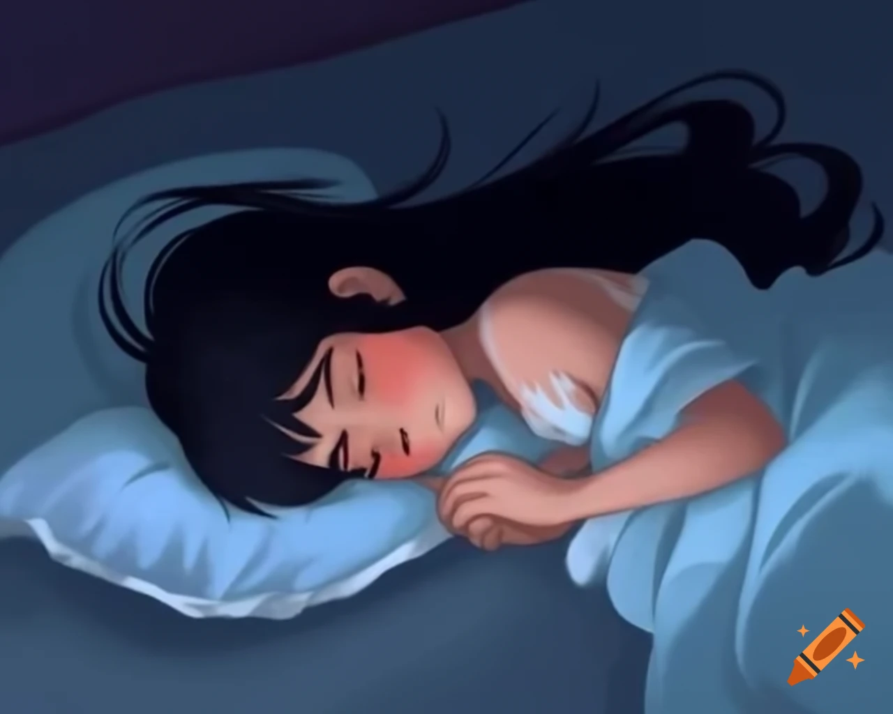 Girl dreaming about a blonde princess while in bed