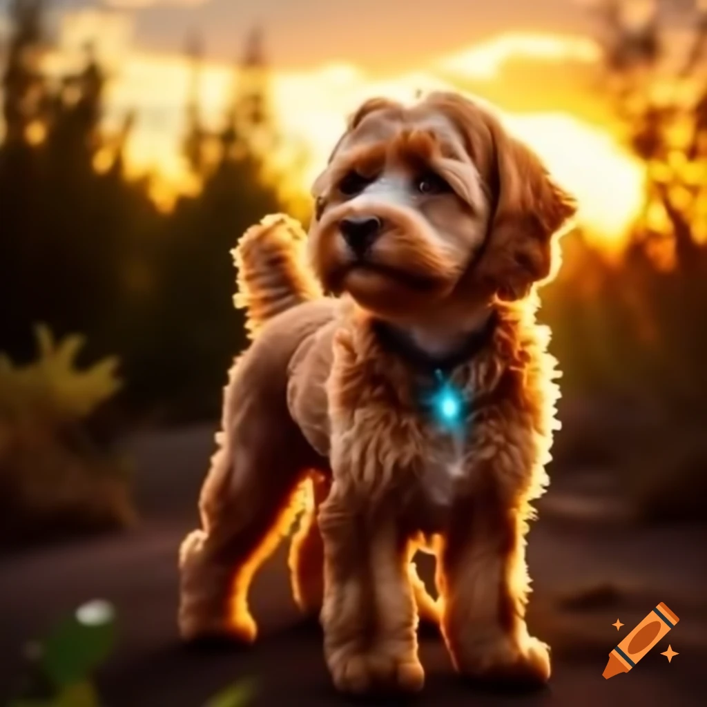 Majestic cockapoo with shimmering fur, embodying elemental energy at ...
