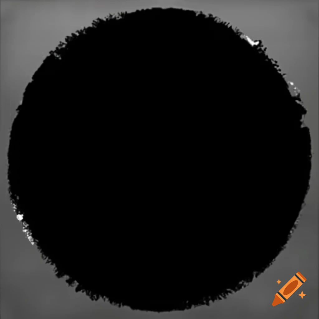 High contrast black circle with rough border in glitch art style
