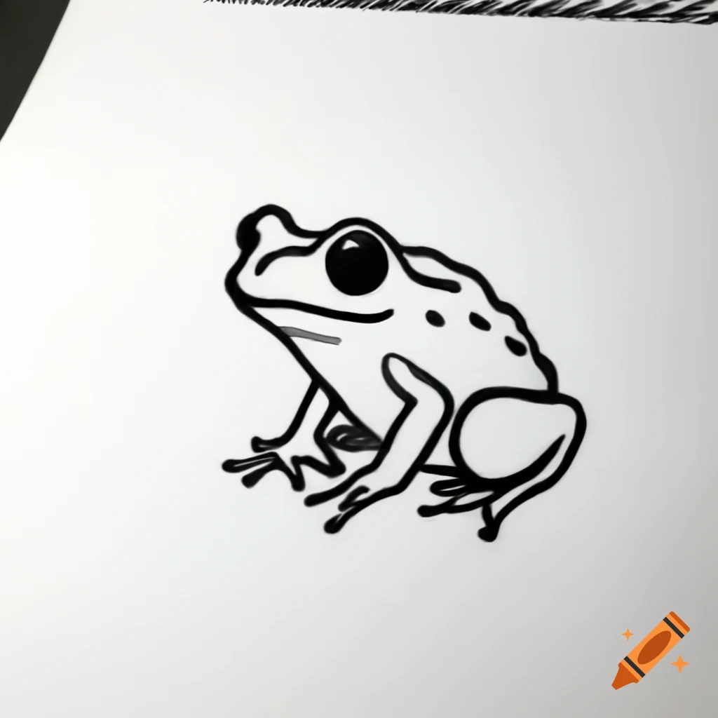 Frog sketch appearing as if drawn on white paper