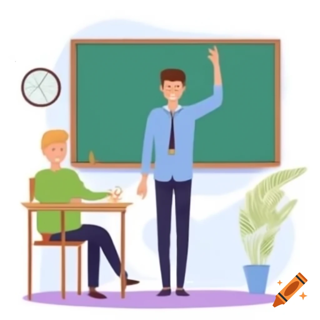Male English teacher conducting a class