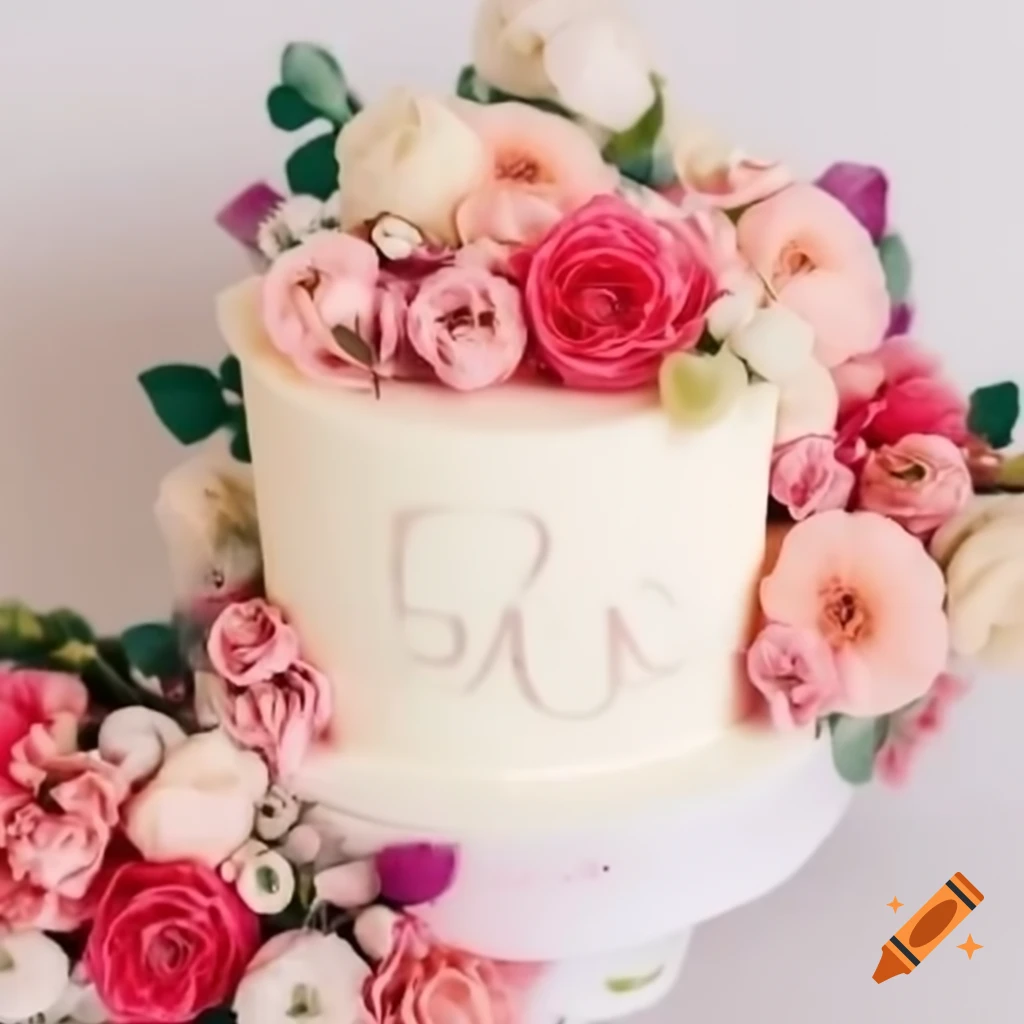 50th birthday cake decorated with flowers and personalized name ANA