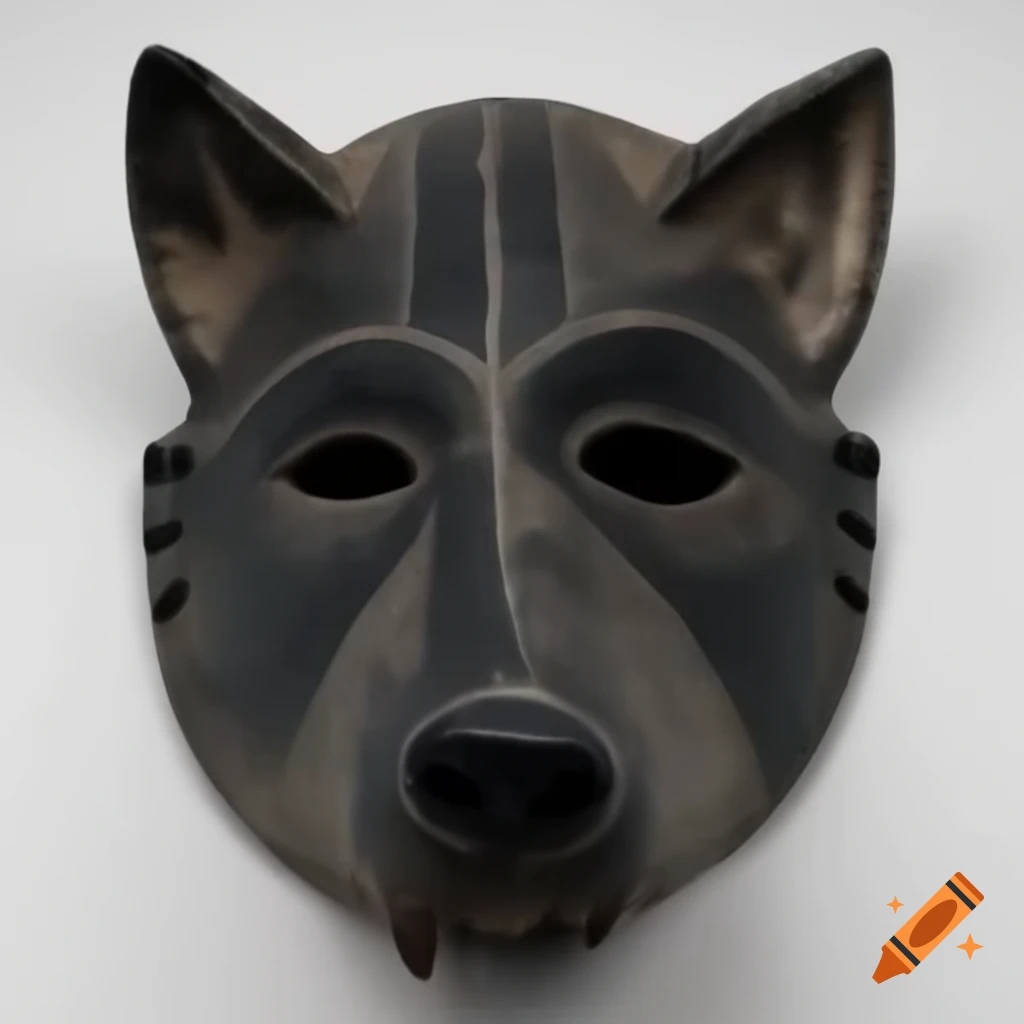 Rough jagged black and gray tribal wolf mask