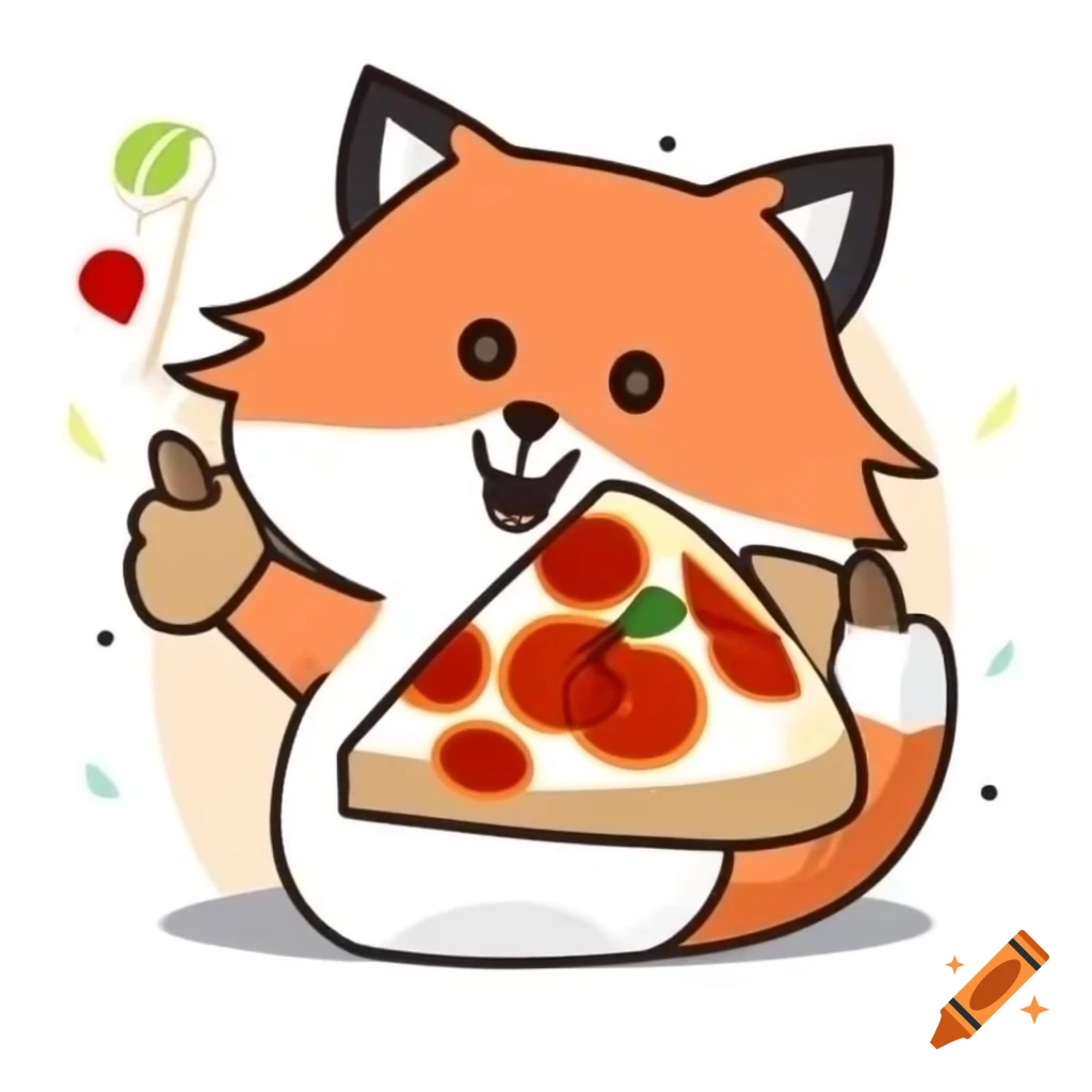 Fox enjoying a slice of pizza