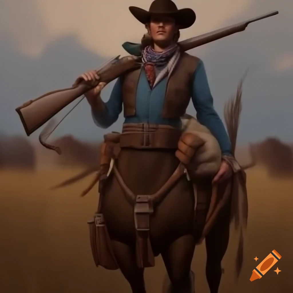 Centaur cowboy with rifle and saddlebags