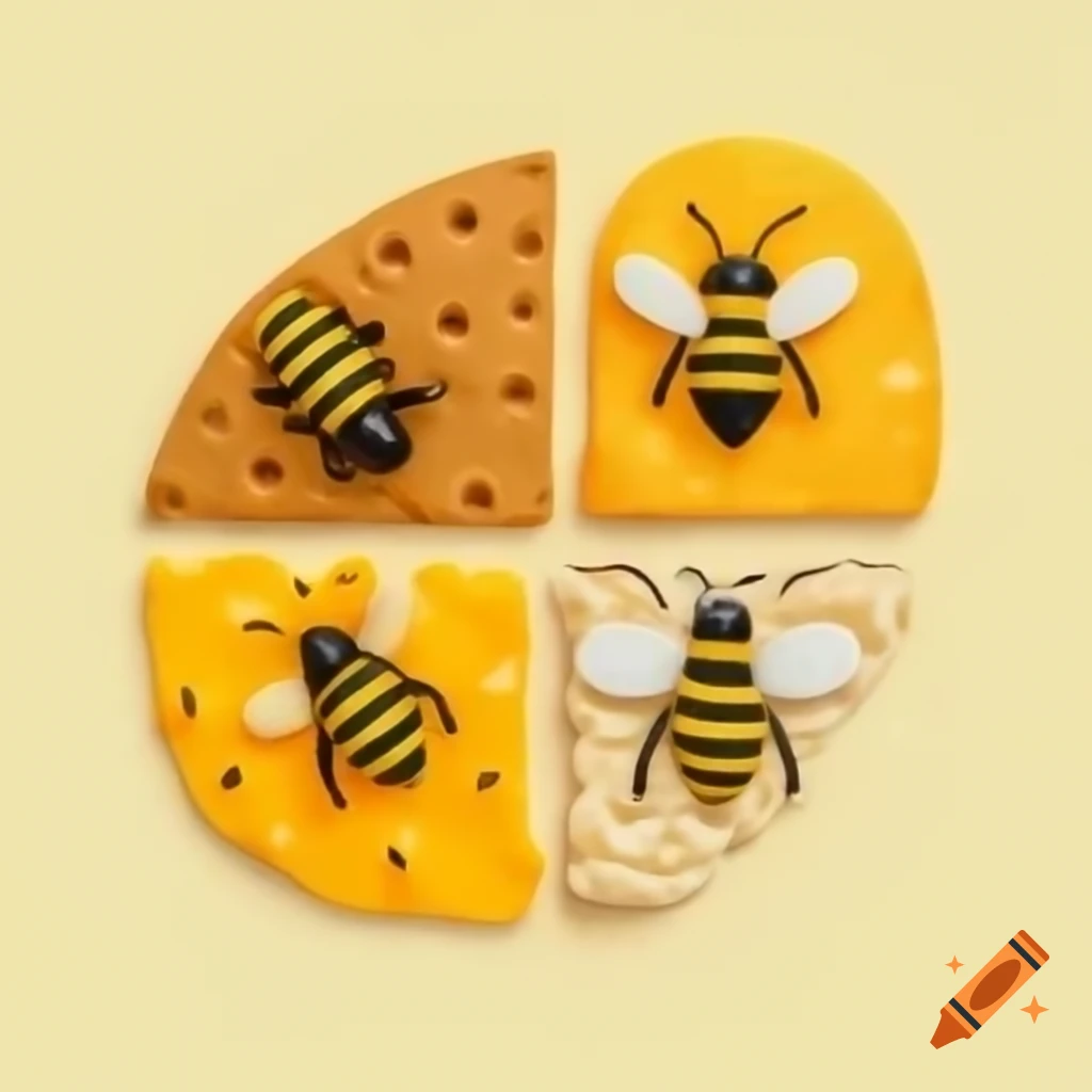 Food art designed to resemble a bee