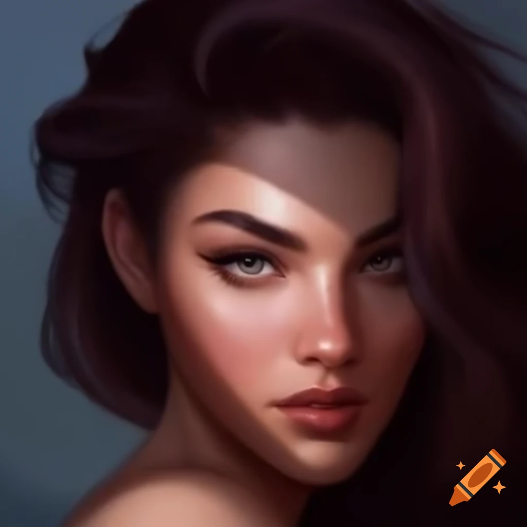 Captivating portrait of a woman with striking brunette hair on Craiyon