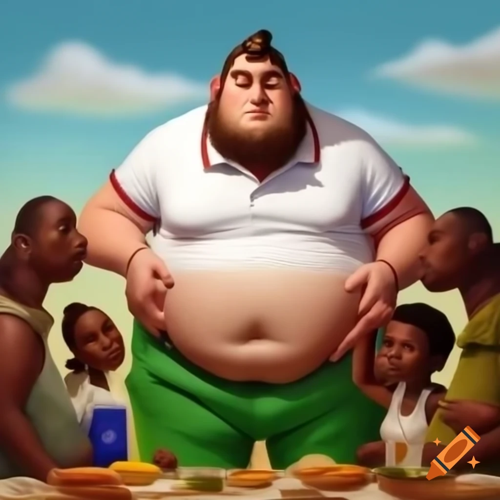 Man in green pants and white polo sharing food with children