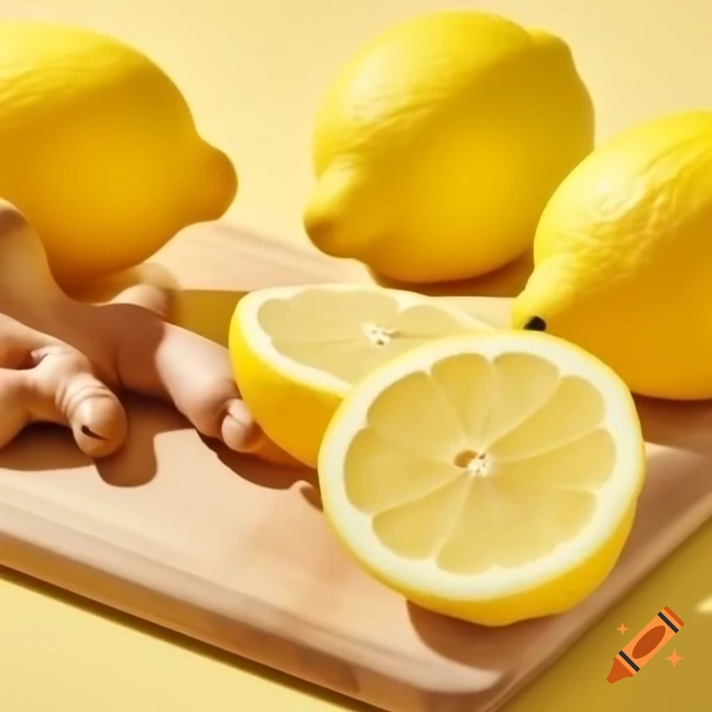 Fresh lemon and ginger root
