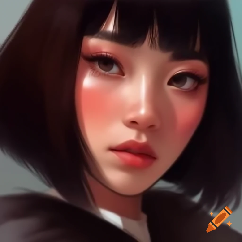 Captivating portrait of a woman with striking brunette hair on Craiyon