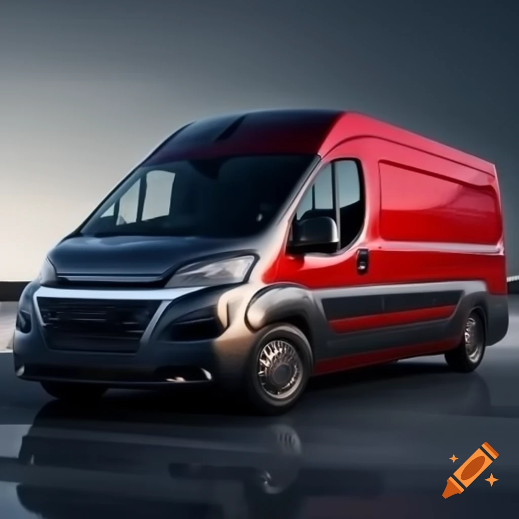 Sleek silver and red delivery van