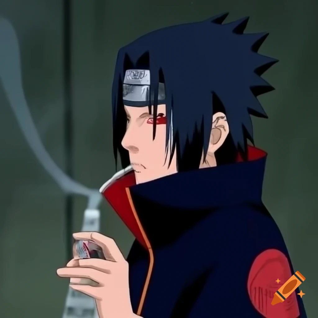 Itachi Uchiha character with a water pipe bong