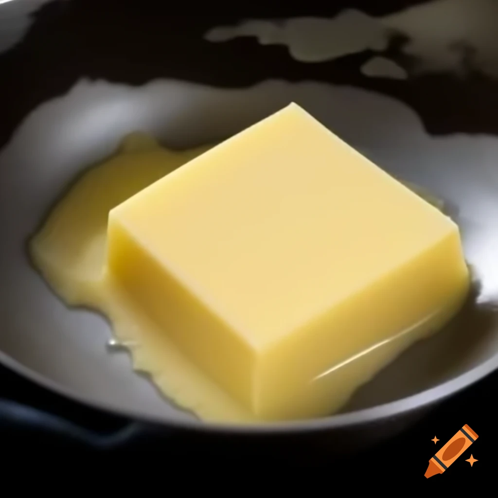 Butter melting on a hot pan