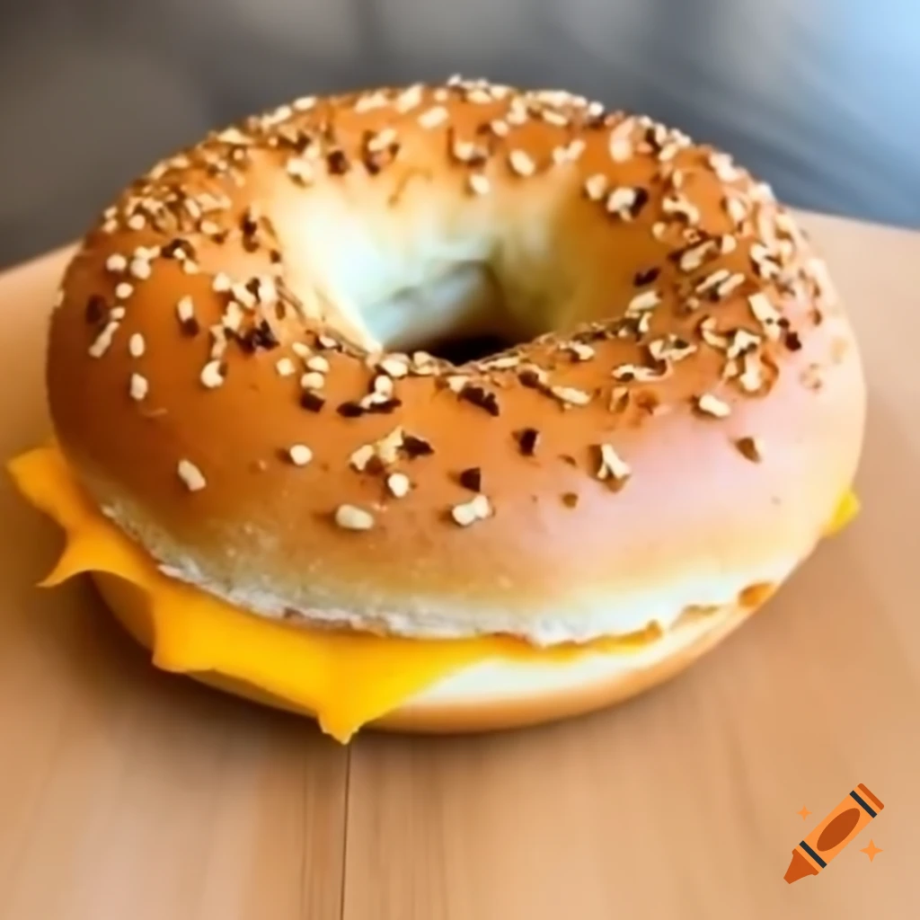 Plain bagel on a wooden board