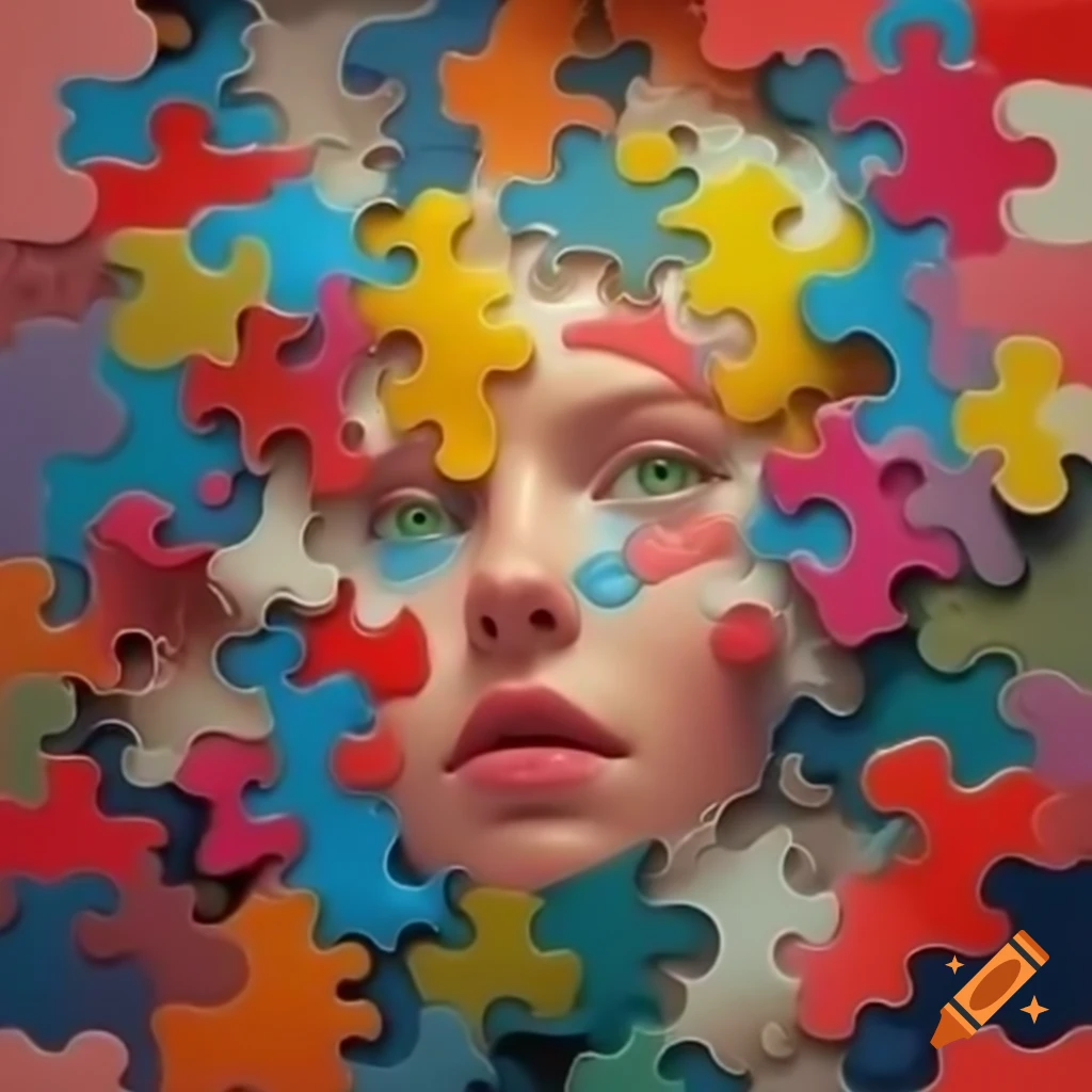 Cohesive artwork from mismatched puzzle pieces forming an abstract masterpiece
