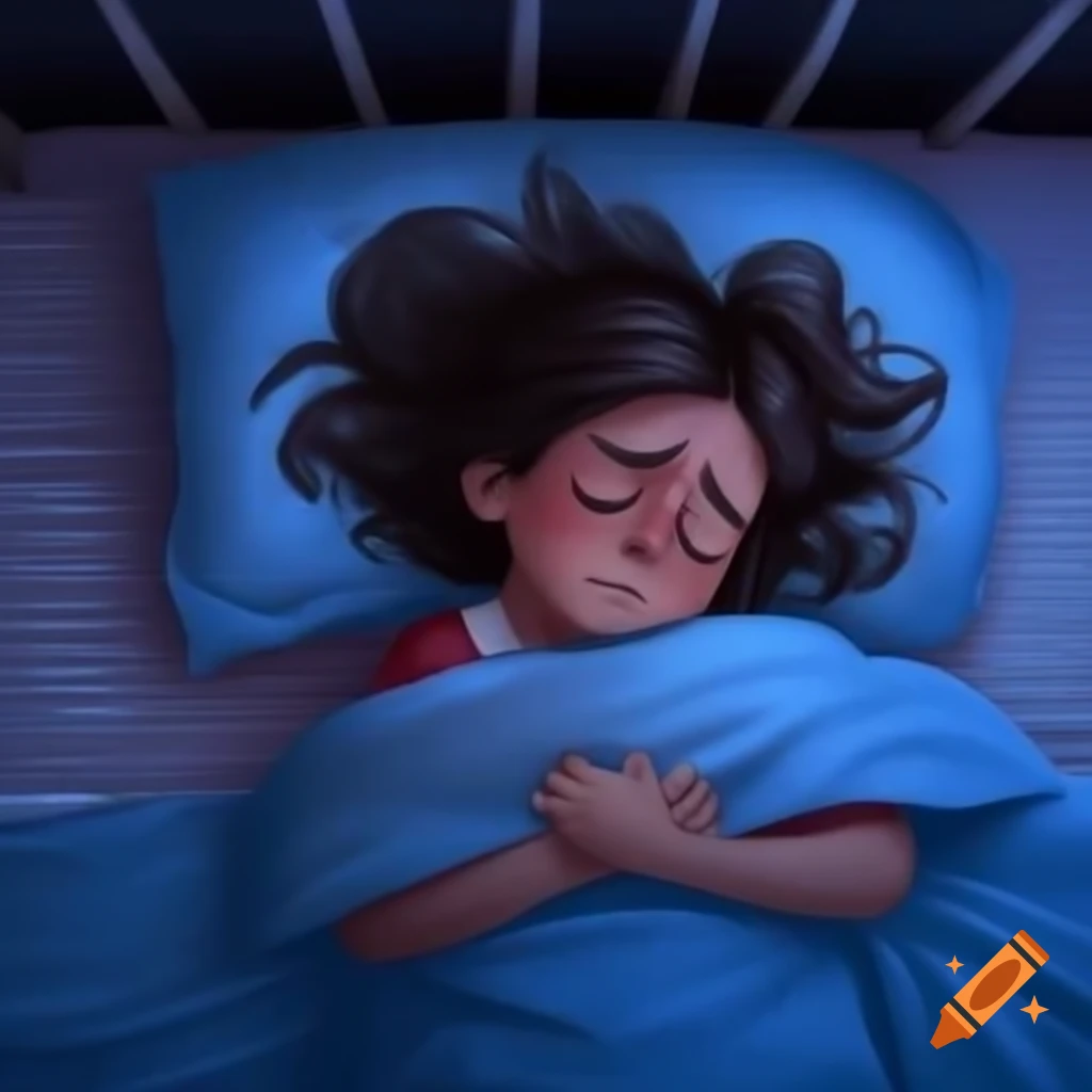 Girl crying in bed, emotional scene