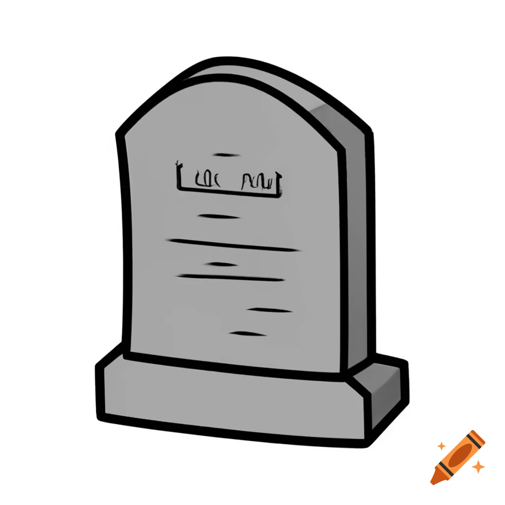Cartoon-style tombstone sticker design