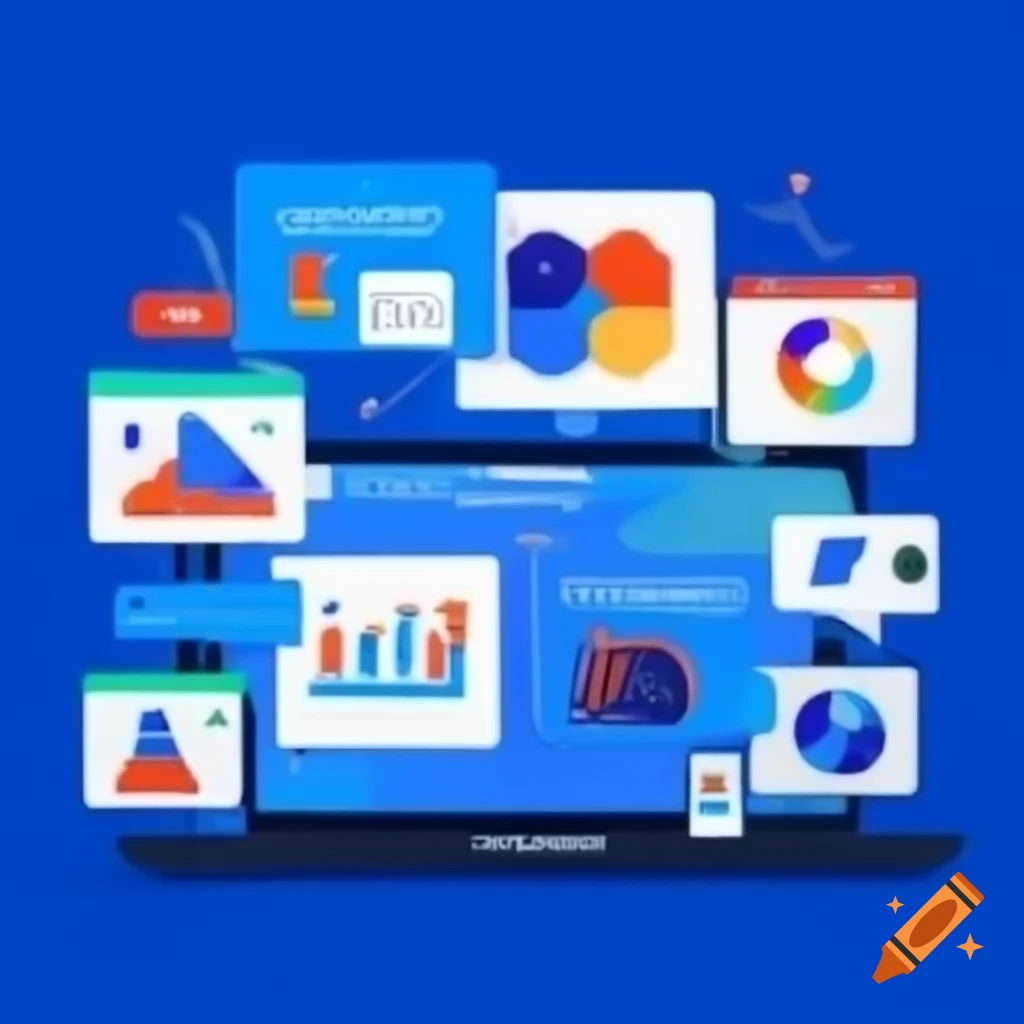 Software services for health checks and roadmap development with laptop and charts