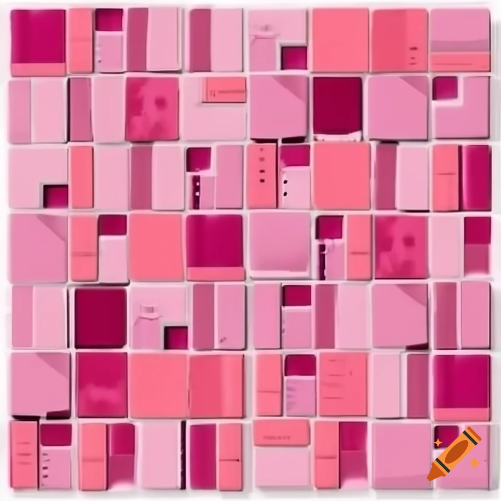 Mosaic pink tiles in Jean-Michel Basquiat art style