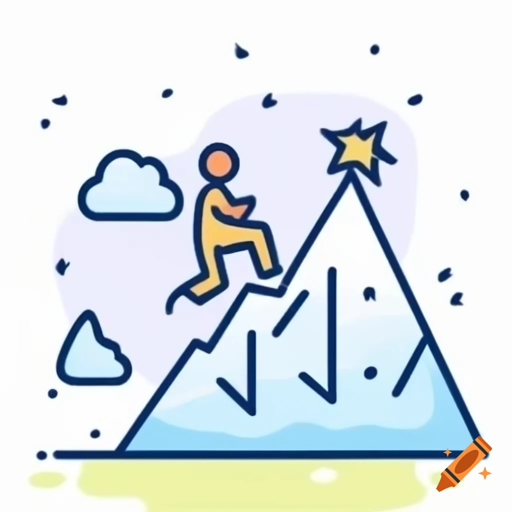 Iconic climber ascending mountain with inspirational quote about perseverance