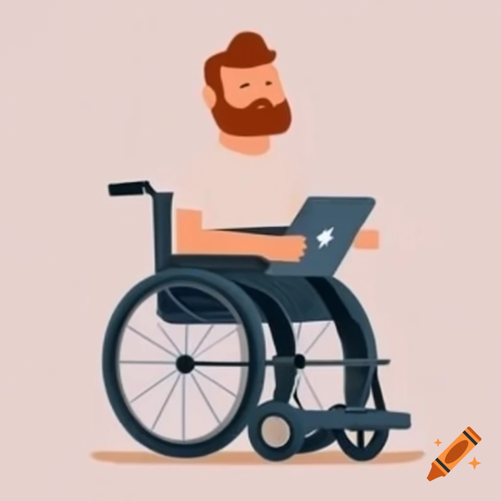 Man in a wheelchair using an iPad