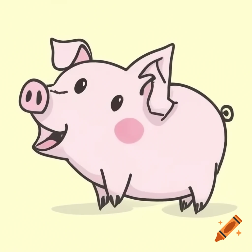 Cute pencil sketch of a pig