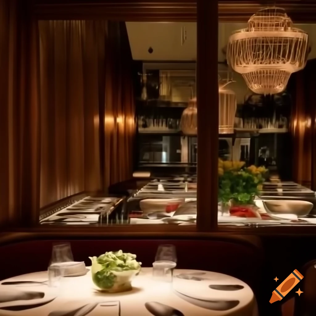Elegant dining table with fine china and soft lighting on Craiyon