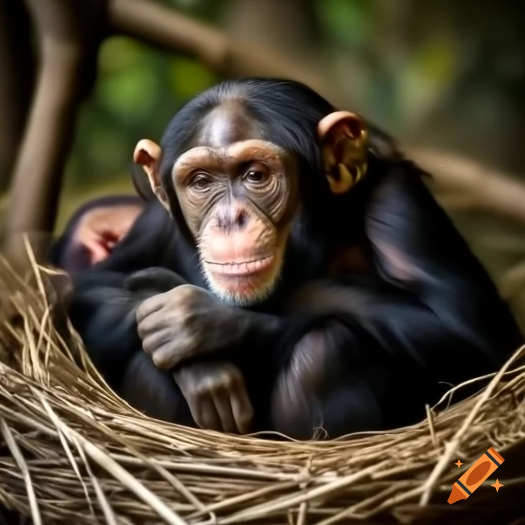 Chimpanzee resting in sleeping nests