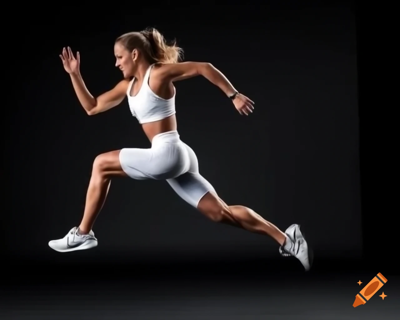 Athlete preparing to leap in athletic attire