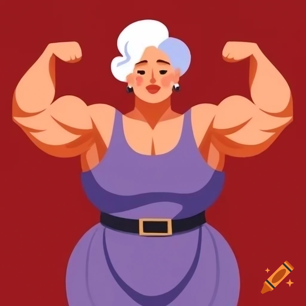 Muscular mature woman flexing with confidence