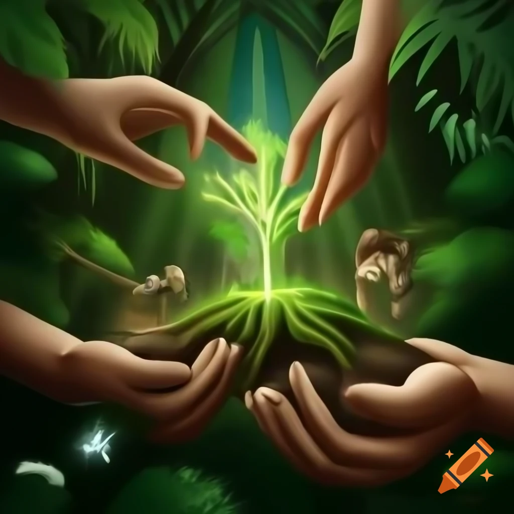 Mural promoting reforestation and preservation of rainforests on Craiyon