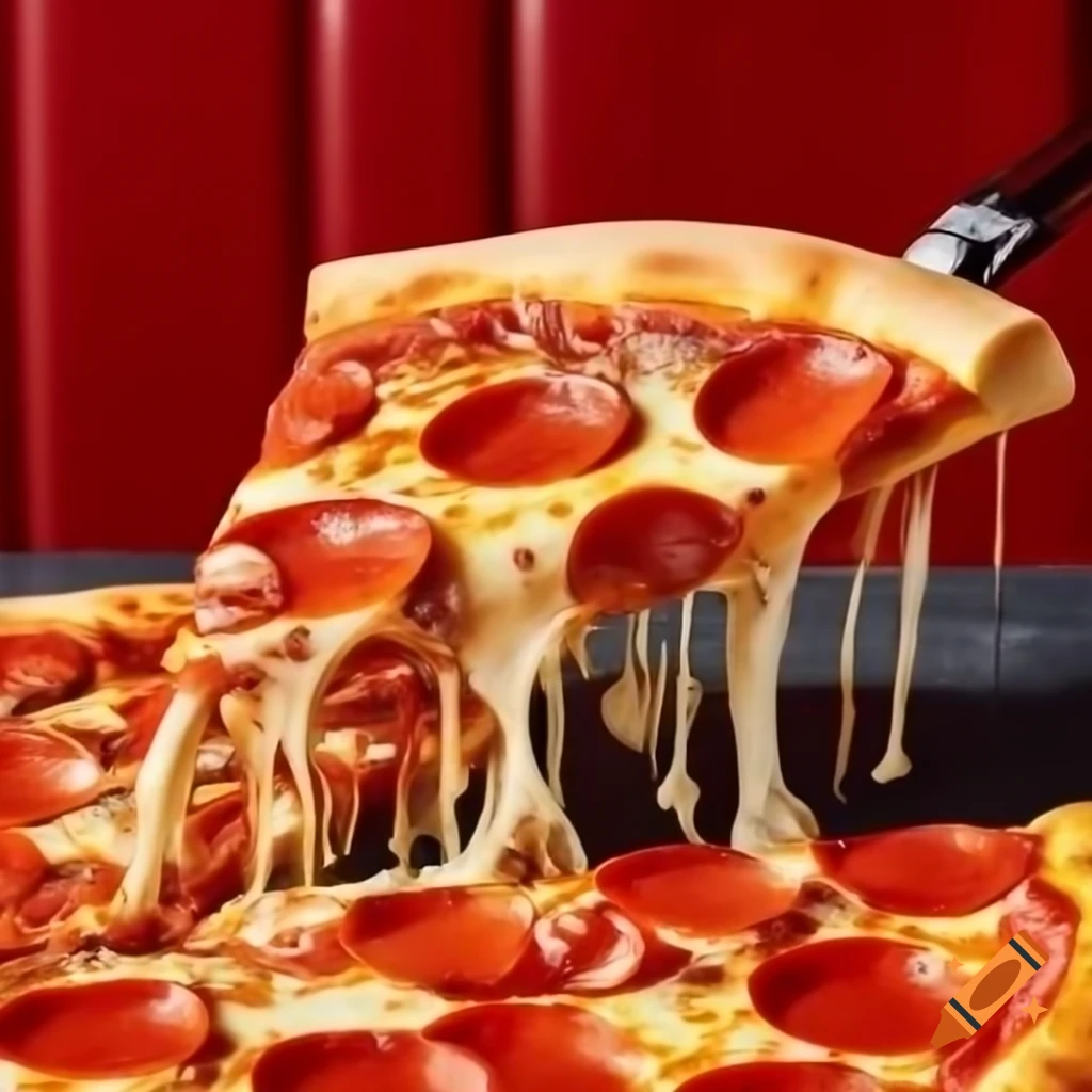 Slice of pepperoni pizza with melted cheese
