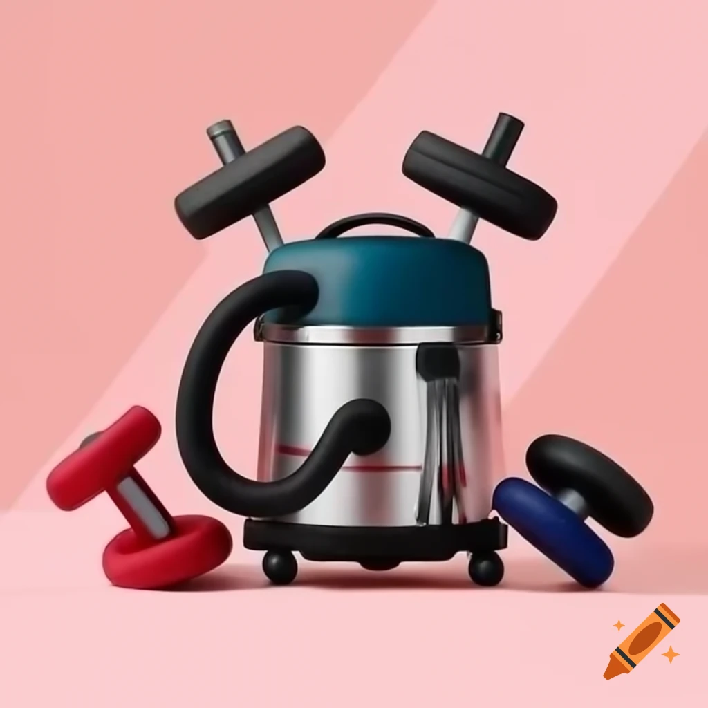 Vacuum cleaner with dumbbells for exercising while cleaning